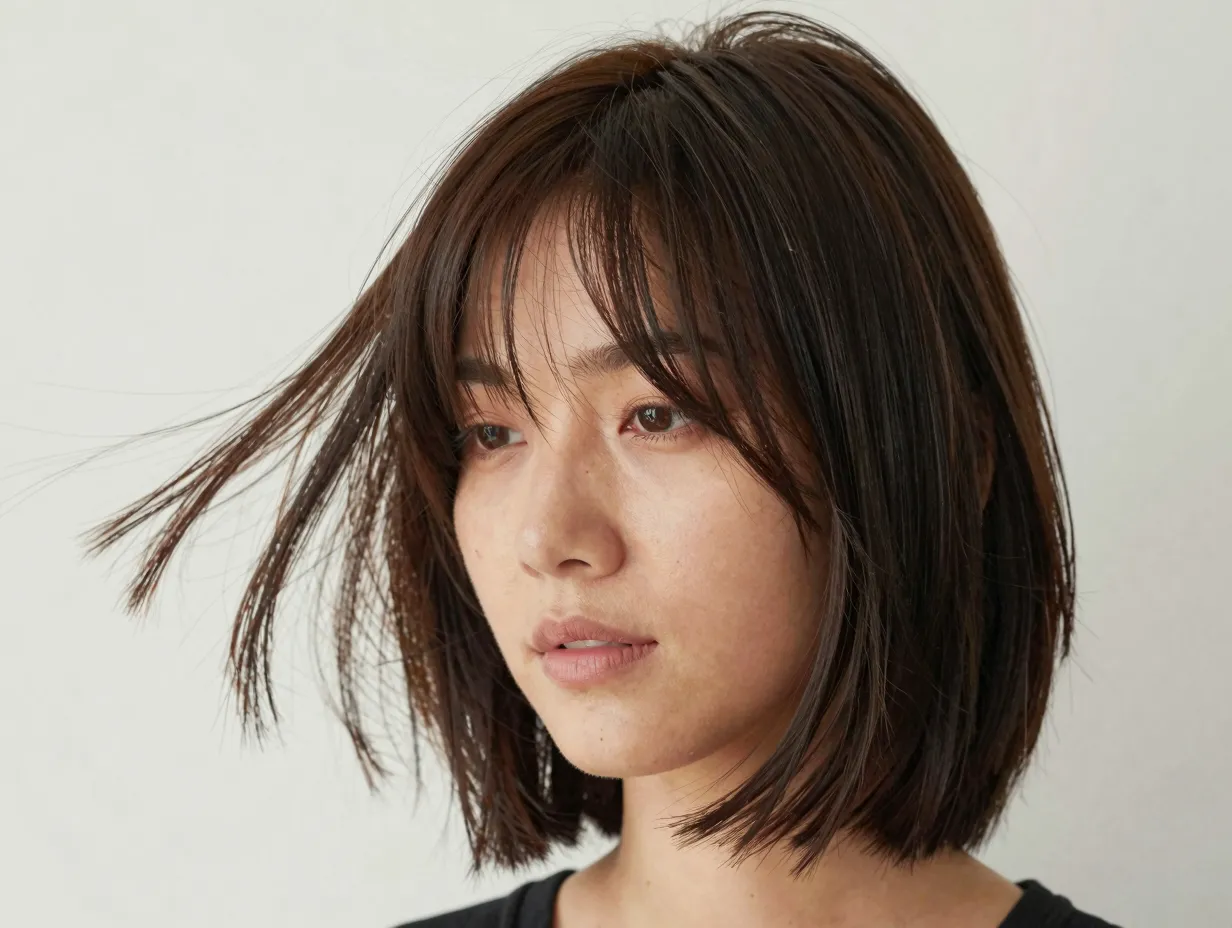 Classic butterfly cut short crown layers feathered medium length hair movement