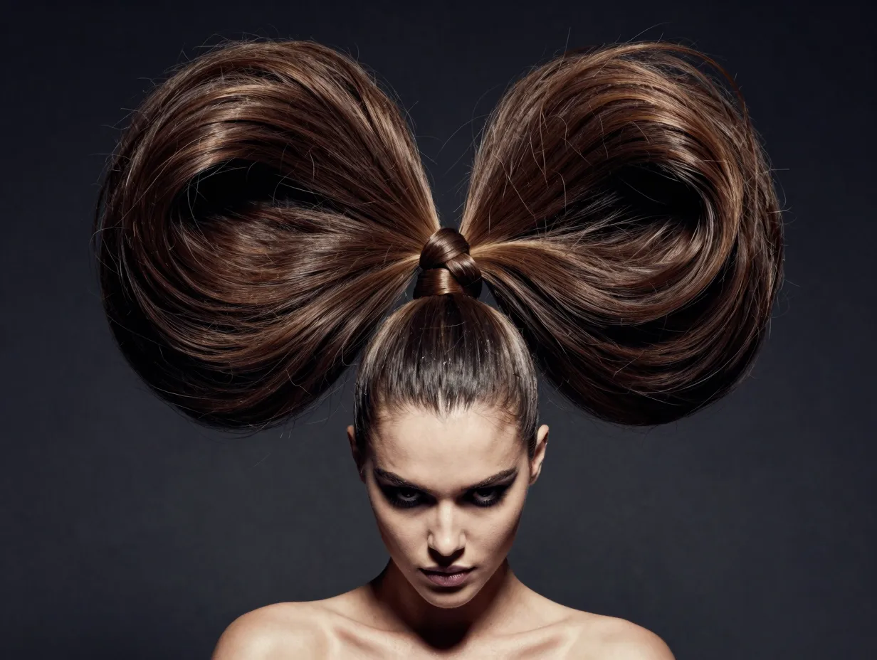 Festive high ponytail bow editorial party dramatic statement