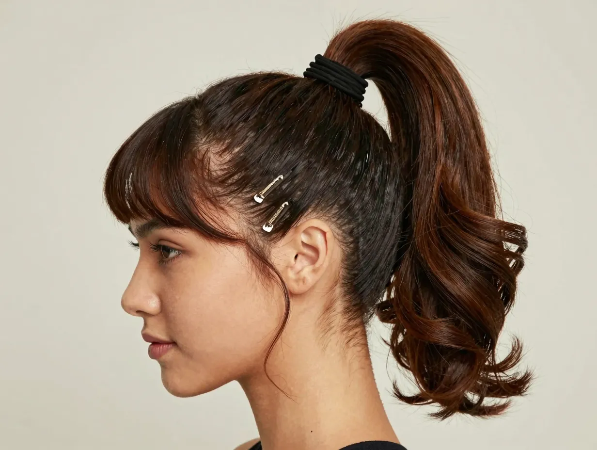 Nostalgic high pony revival with wrapped base and side clip