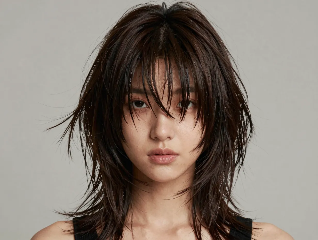 Textured butterfly cut dramatic face framing layers razor point cutting