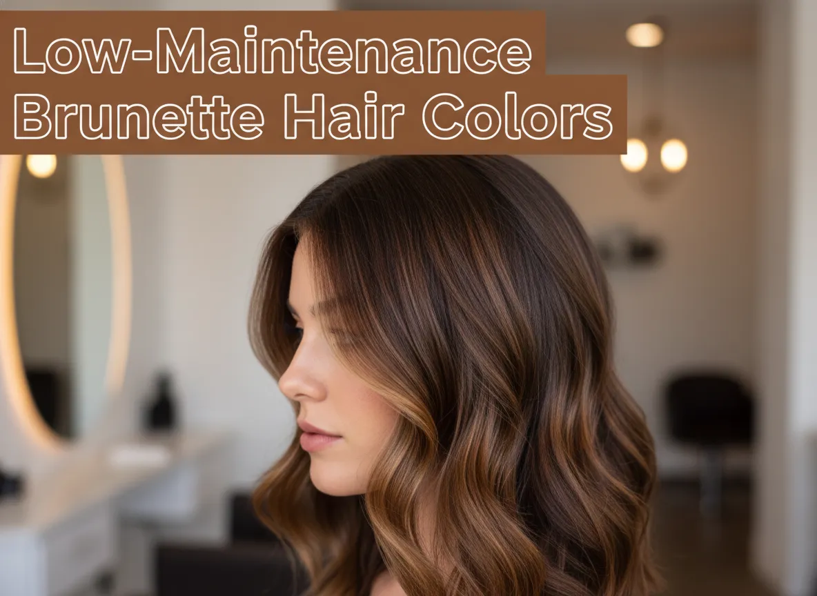 Brunette hair ginger caramel dimension low maintenance loose waves photorealistic