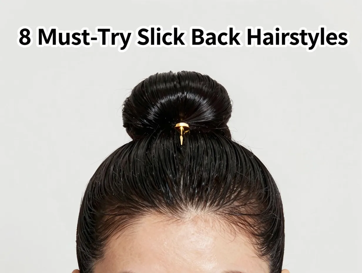 Sculptural slicked back bun natural hair glossy wet look