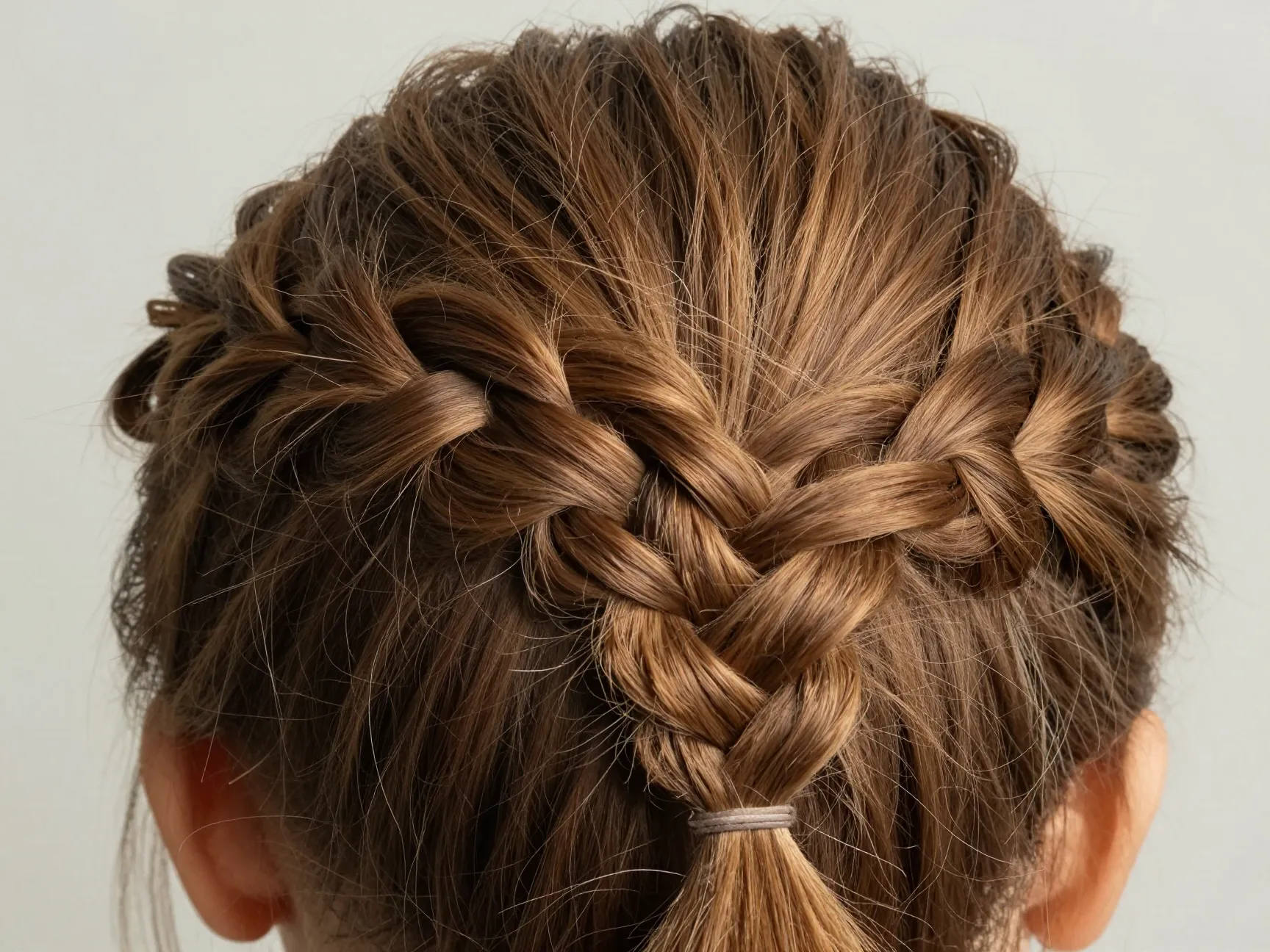 Dutch braid faux hawk half updo with pancaked sections