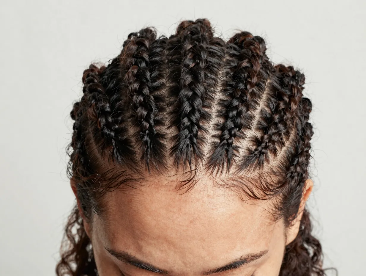 Knotless cornrows flat comfortable braids with curly ends