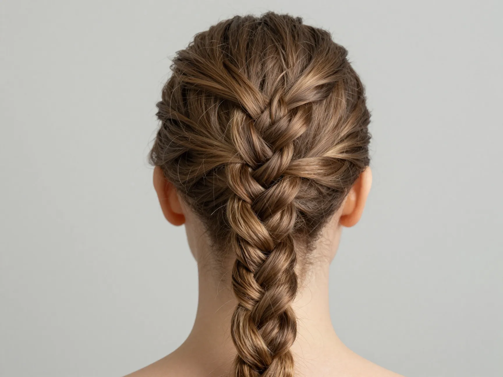 Twisted rope ponytail with intertwined front sections
