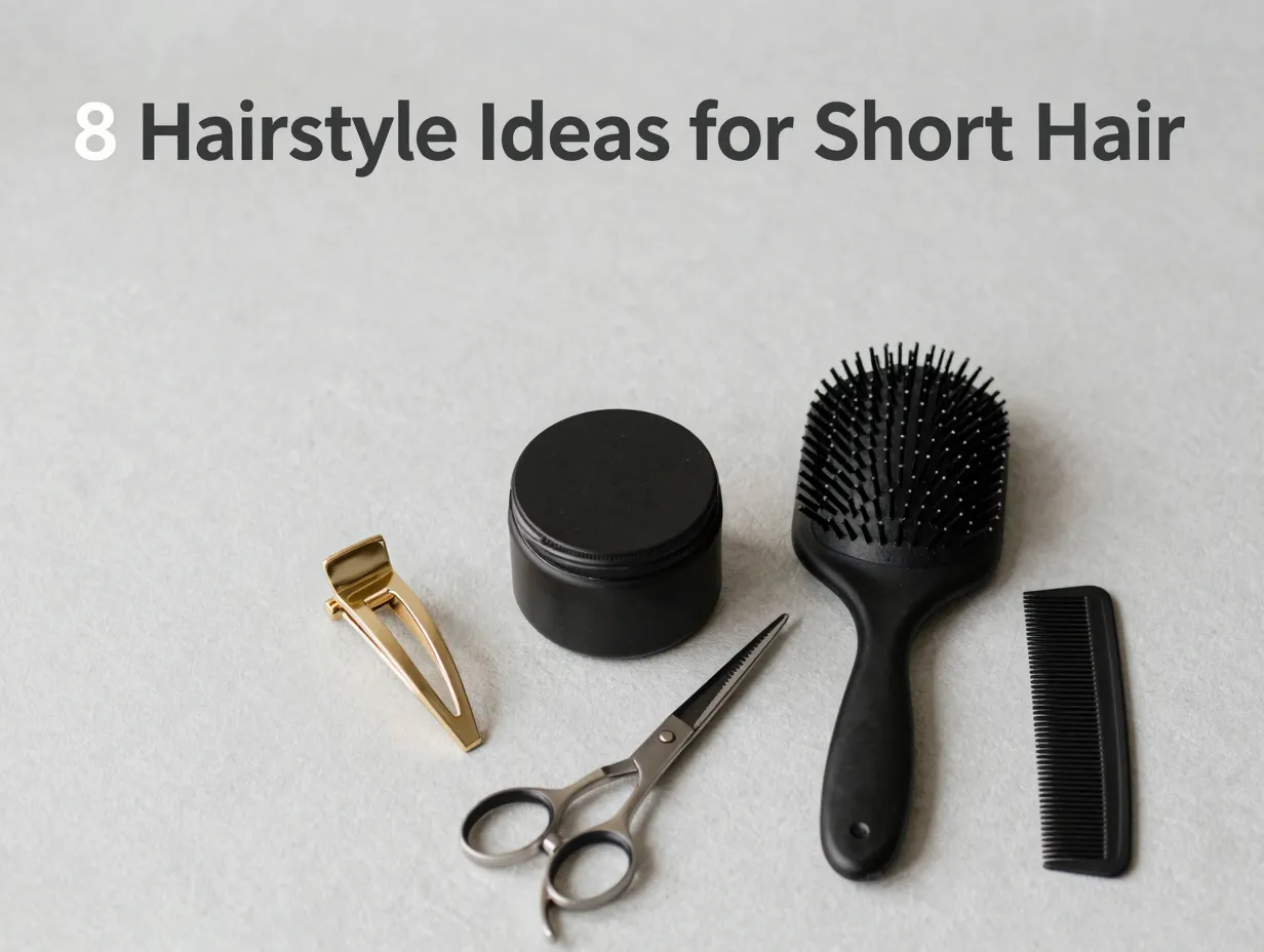 Sleek brush hair clay shears comb clip minimalist flatlay