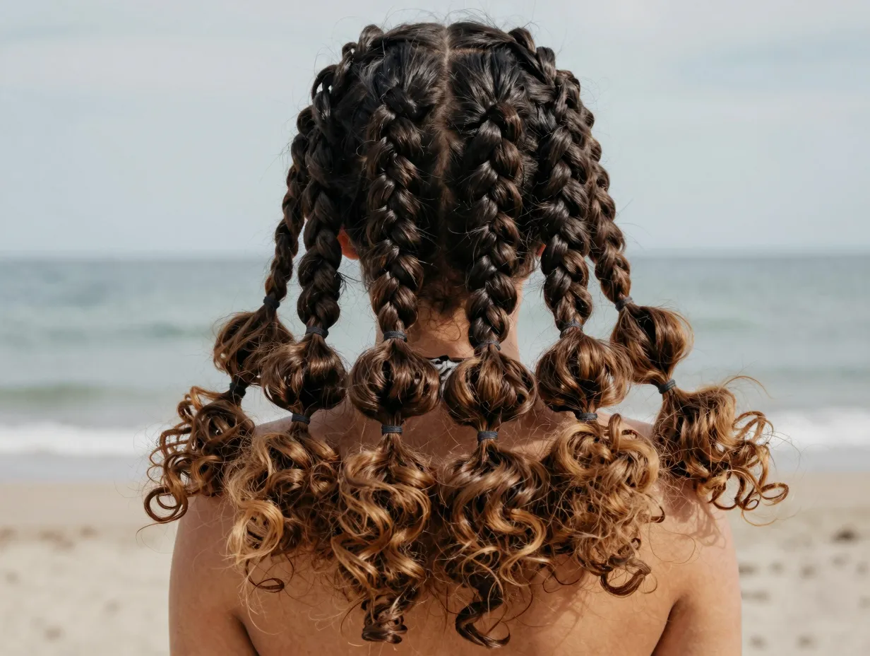 Voluminous butterfly braids with fluffy textured ends