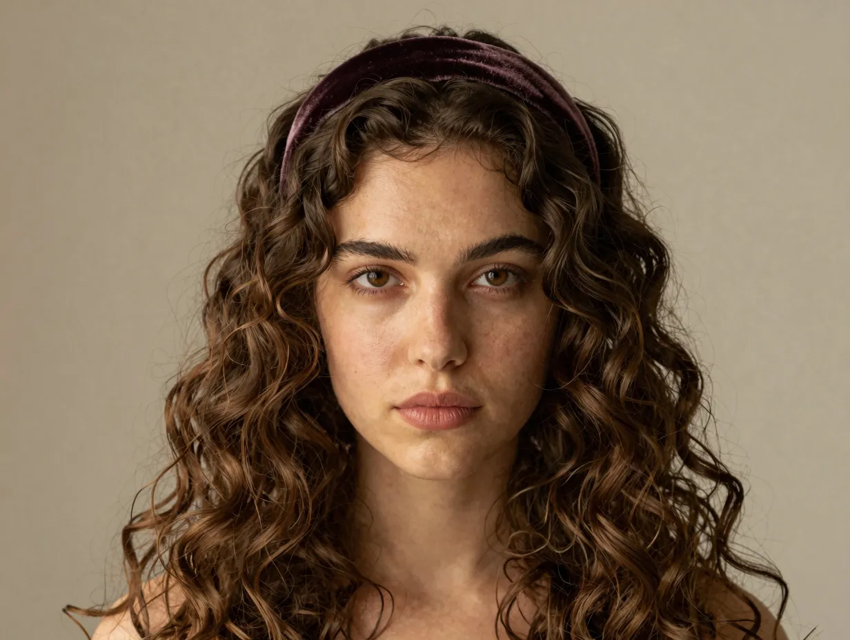 Loose natural waves classic velvet headband framing face