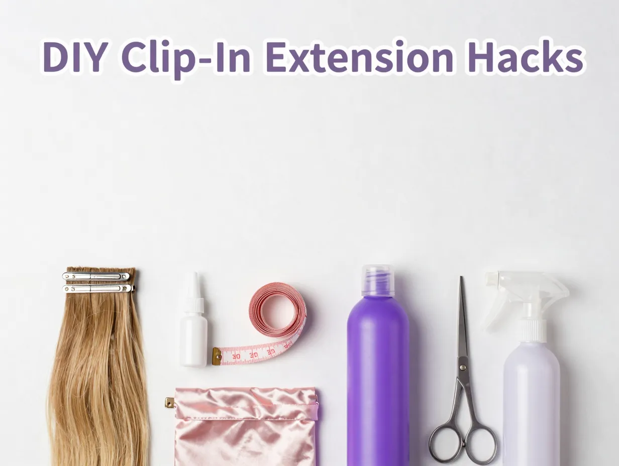 Doubled weft snap clips nail glue measuring tape toning shampoo satin bag scissors texturizing spray