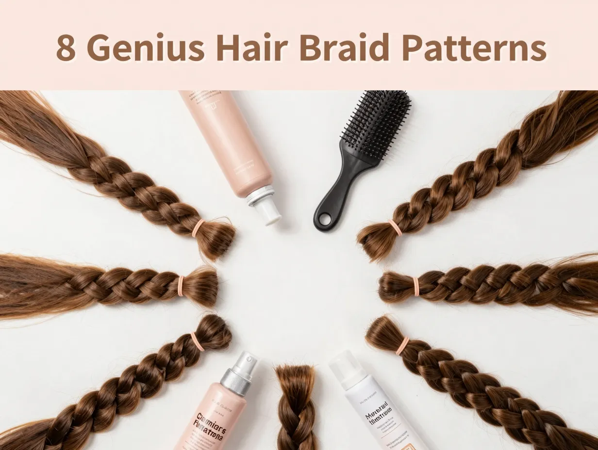Eight braid samples tools products aerial flat lay arrangement