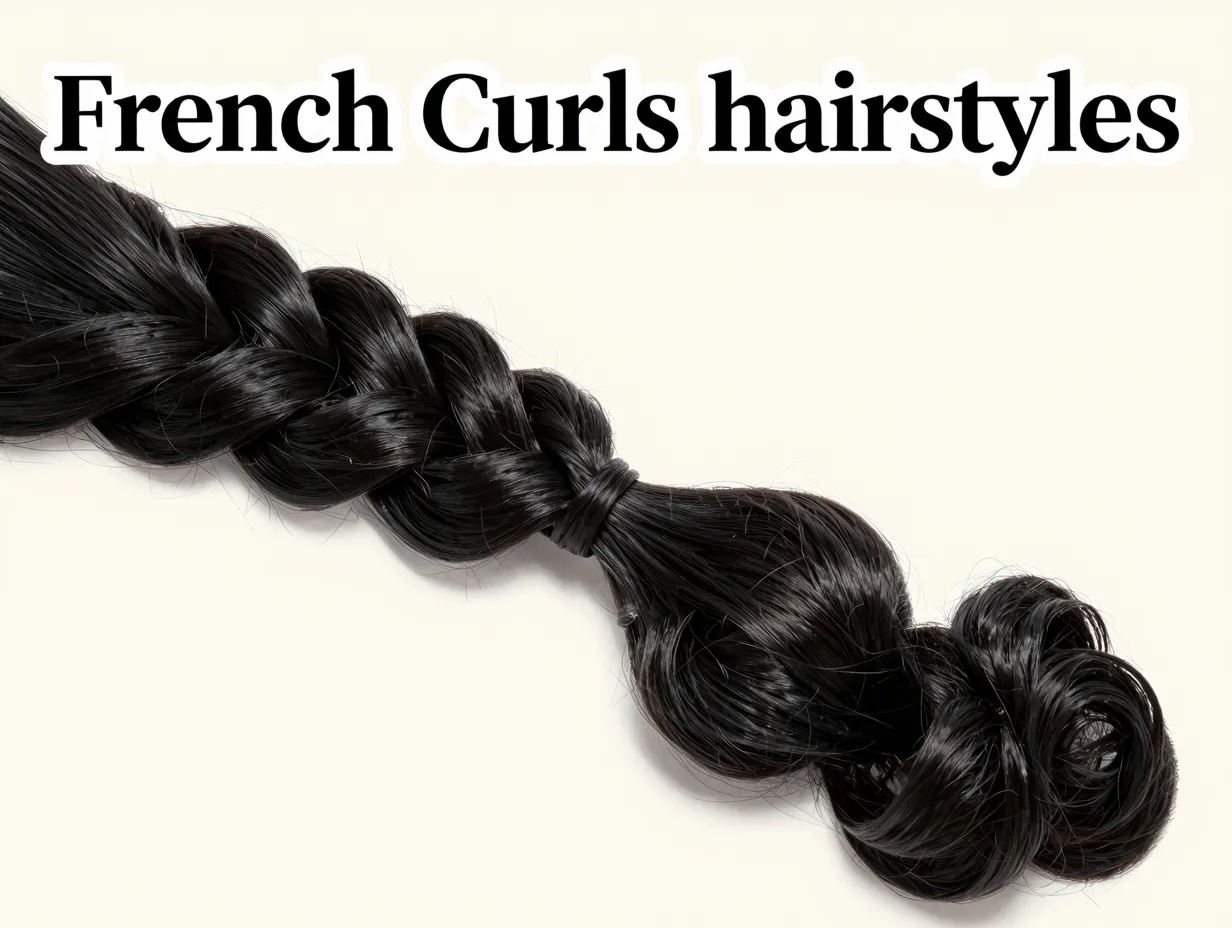 Sleek black braid transitioning into glossy bouncy synthetic curl