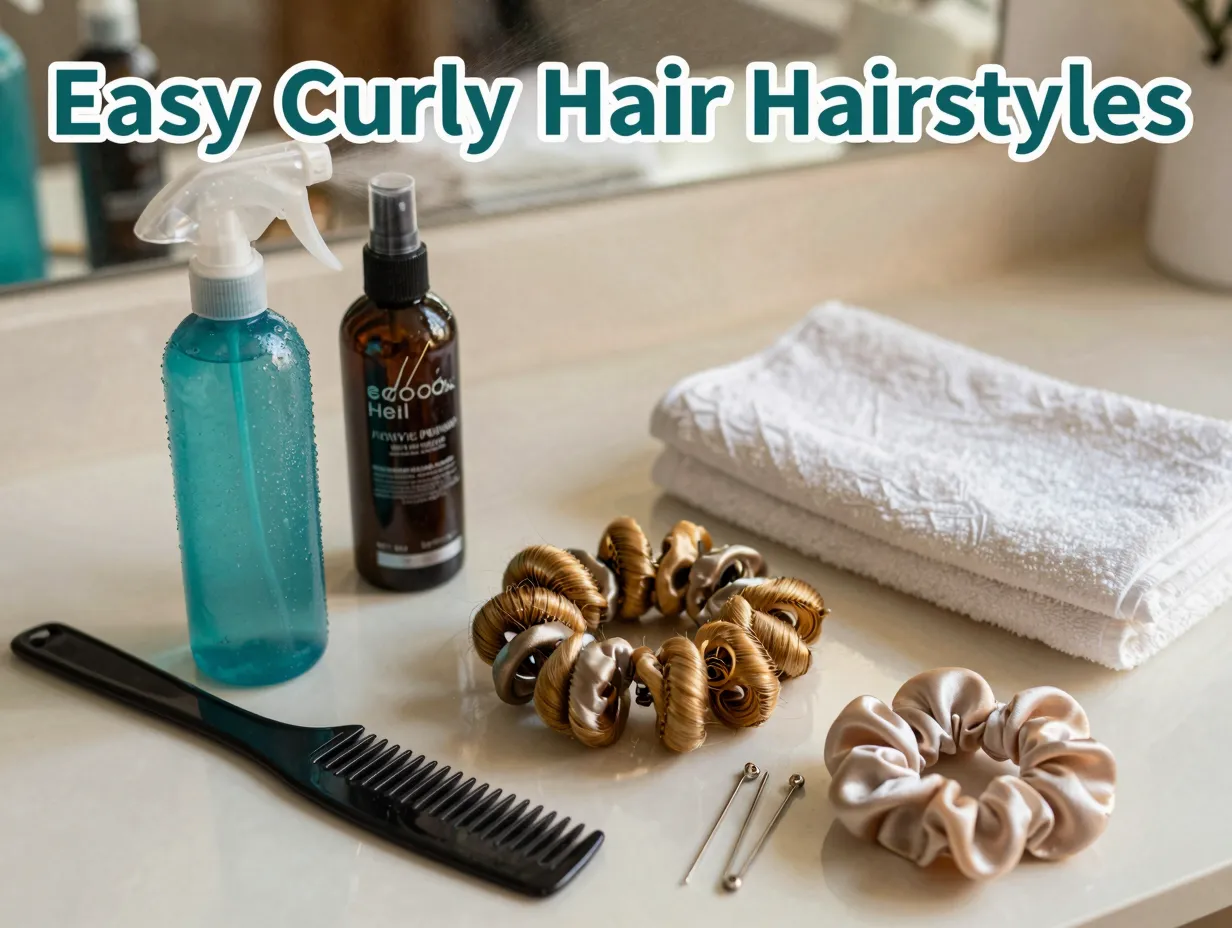 Spray bottle microfiber scrunchie bobby pins gel curl definition tools