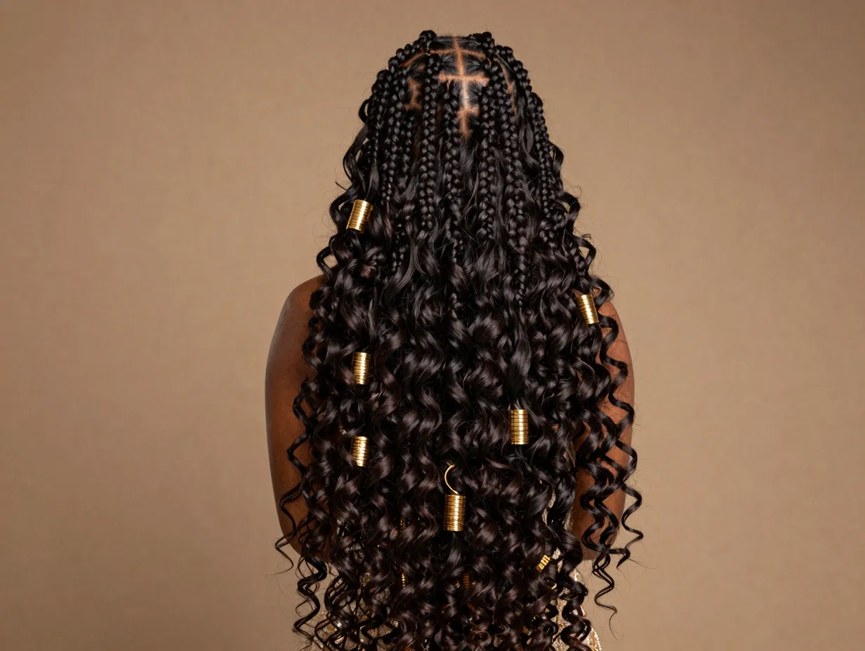 Long dramatic goddess french curls cascading past shoulders