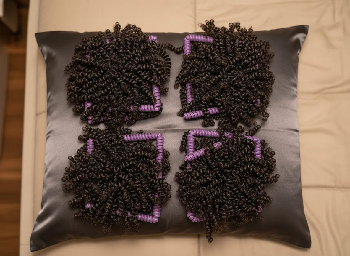Overnight two strand twists flexi rods satin pillowcase