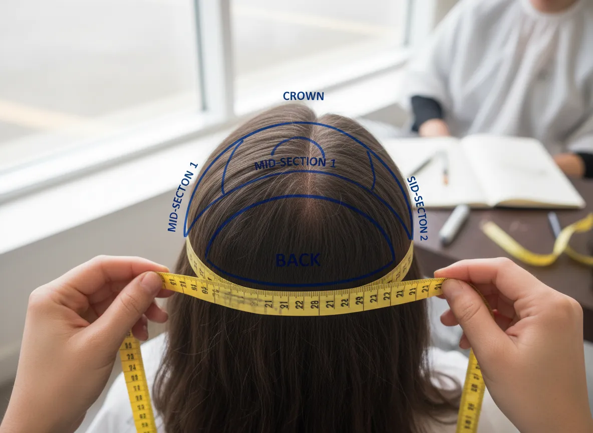 Head mapping measurement pre cutting wefts diagrammatic