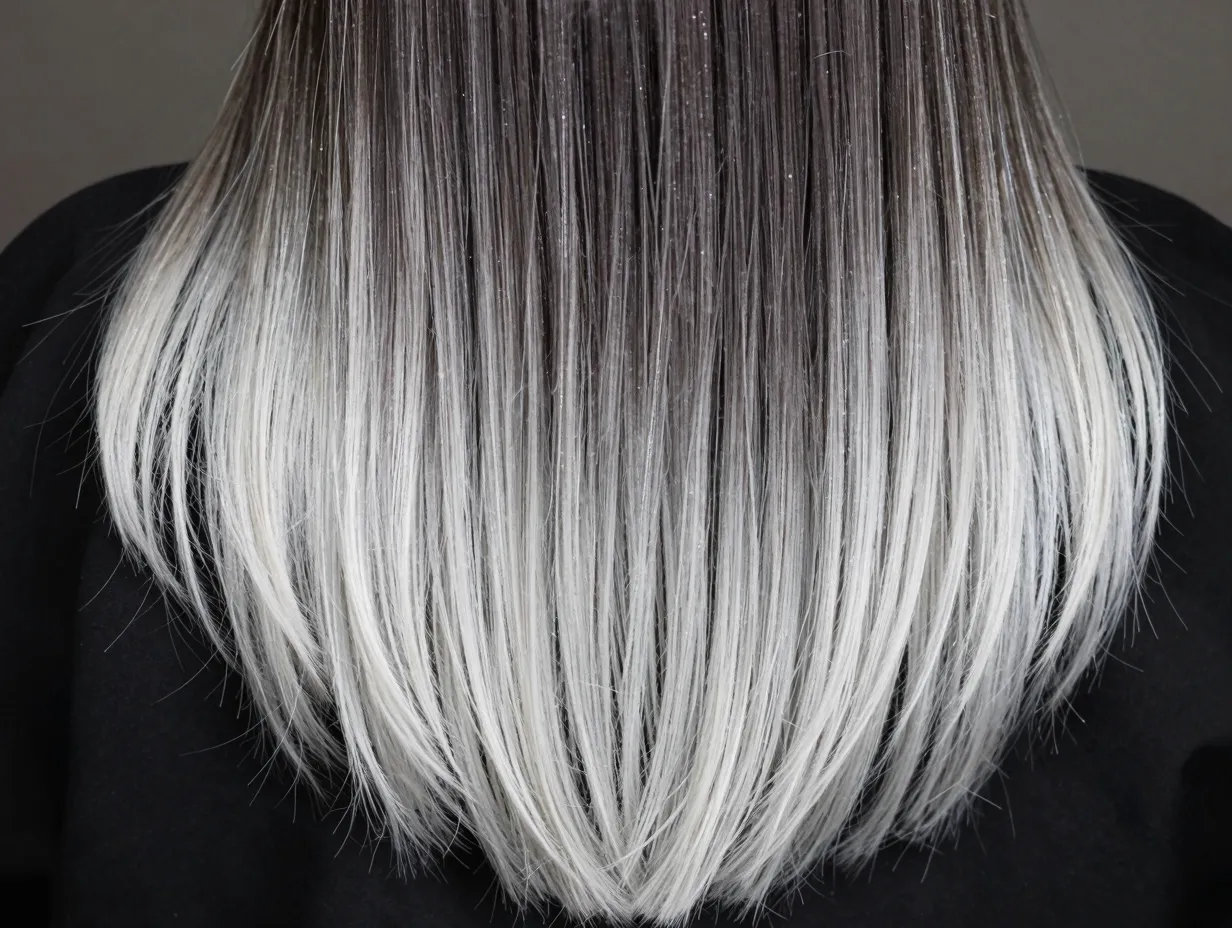 Platinum tips blonde balayage gradual dark root gradient