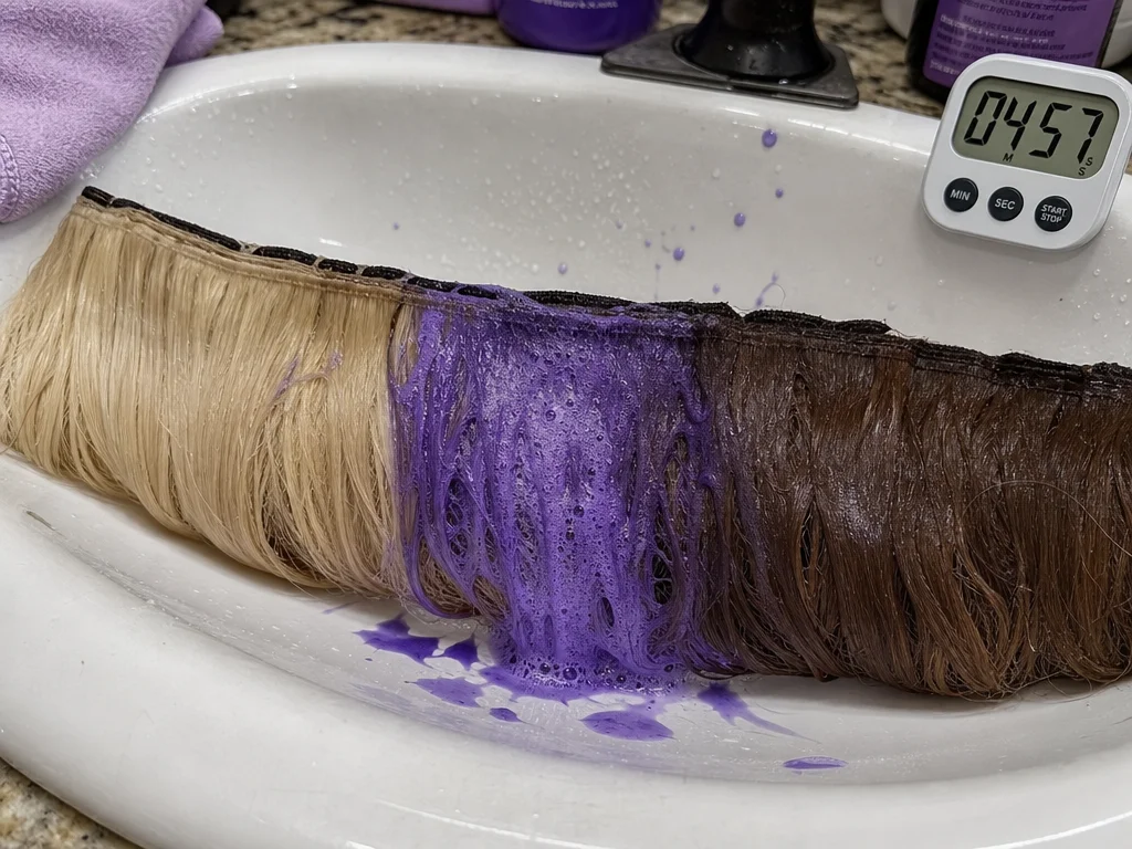 Toning shampoo color matching budget hair weft treatment