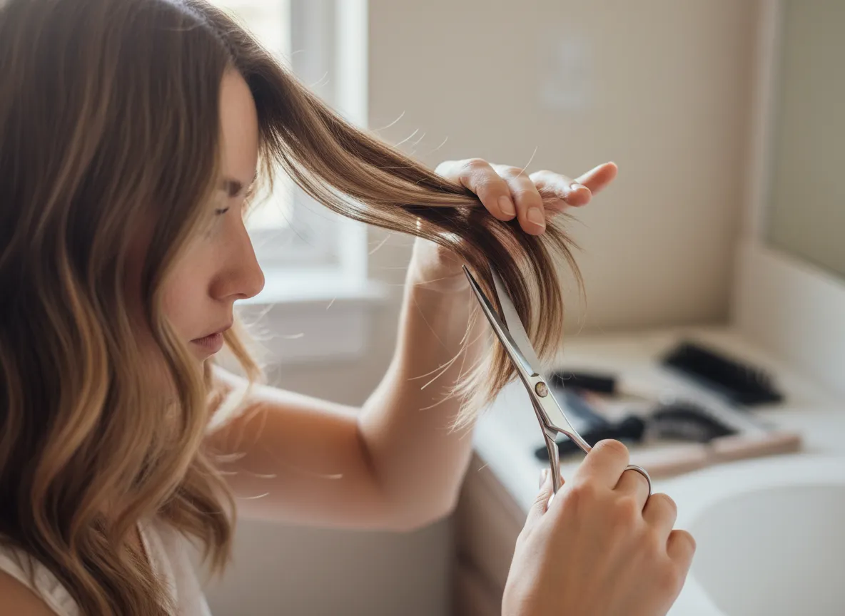Cutting layering extensions match natural hair blending