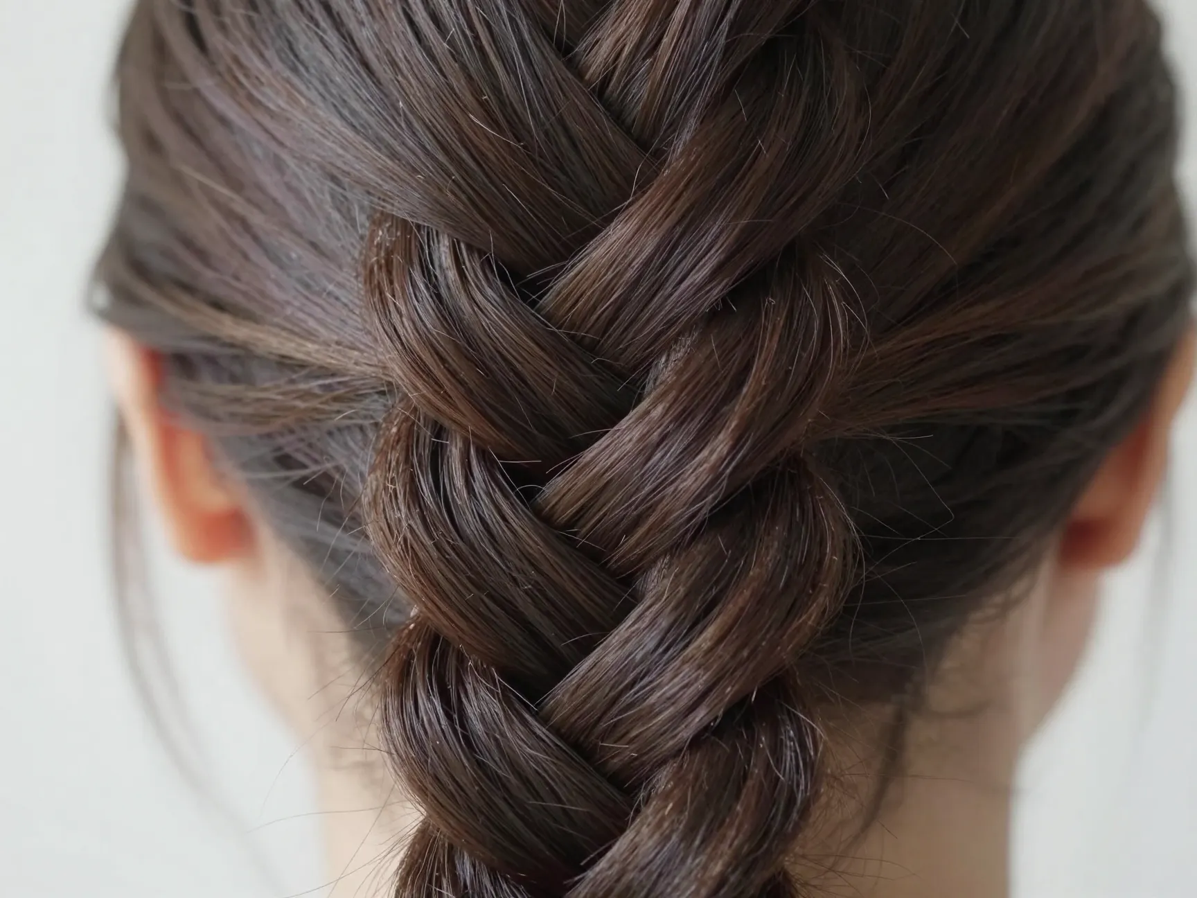 Ladder braid central fishtail with horizontal rungs crossing through