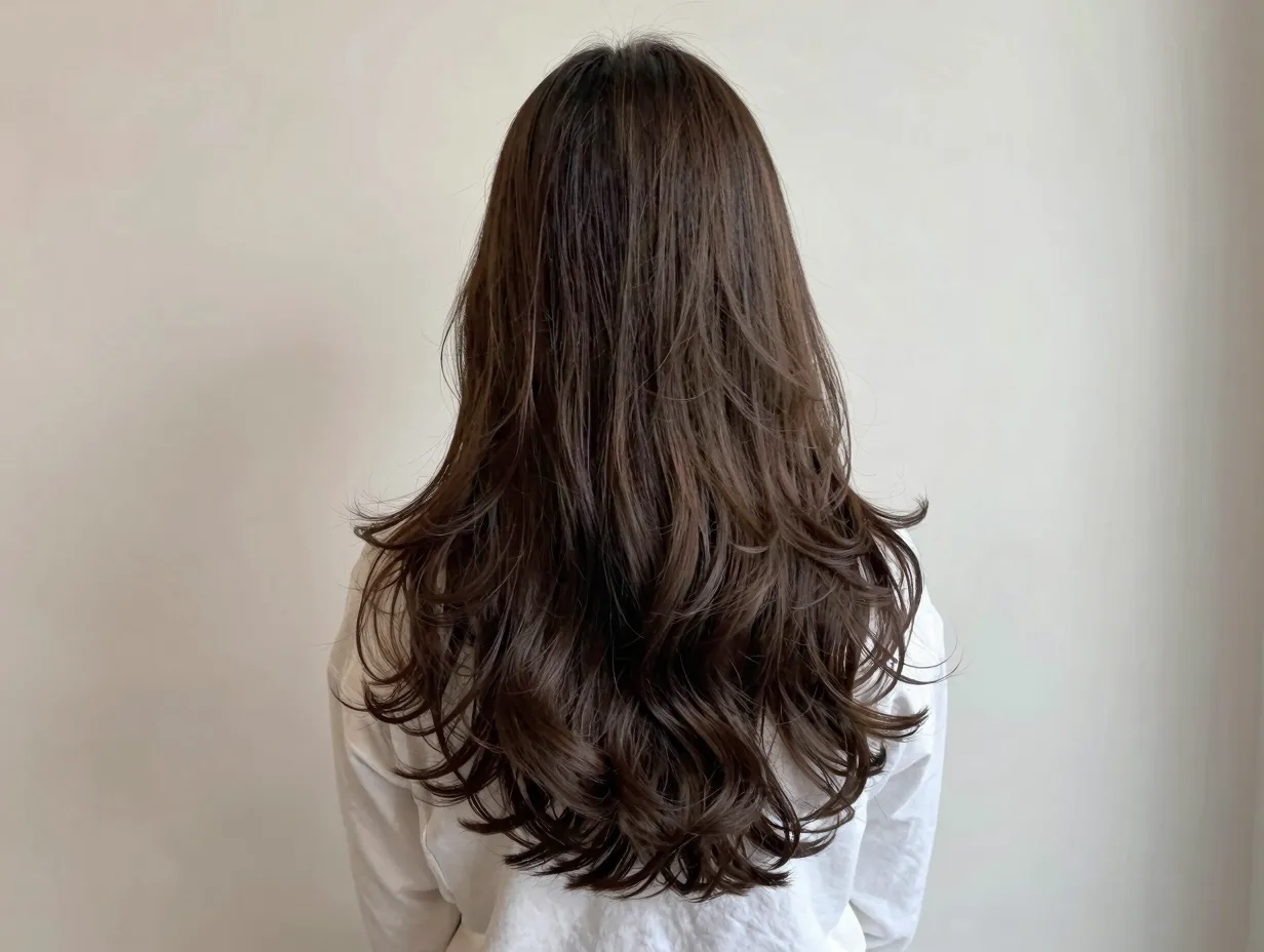 Long mid length butterfly cut at armpit with soft gradual layers