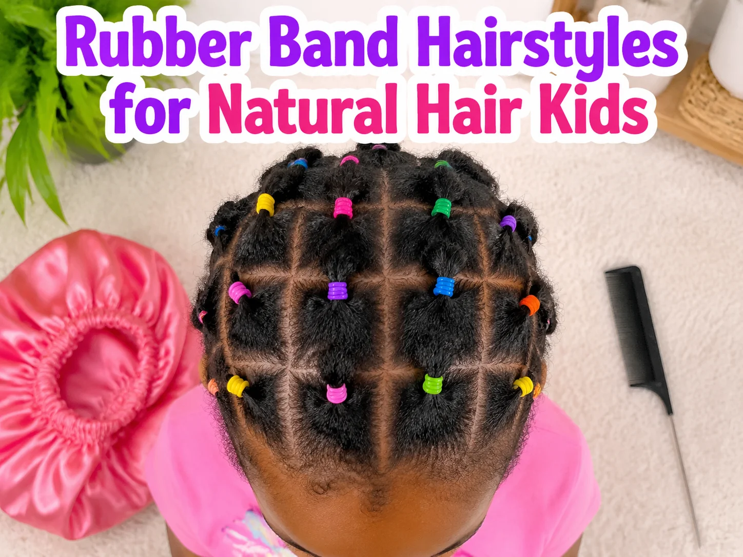 Child natural hair grid rubber band colors protective styling