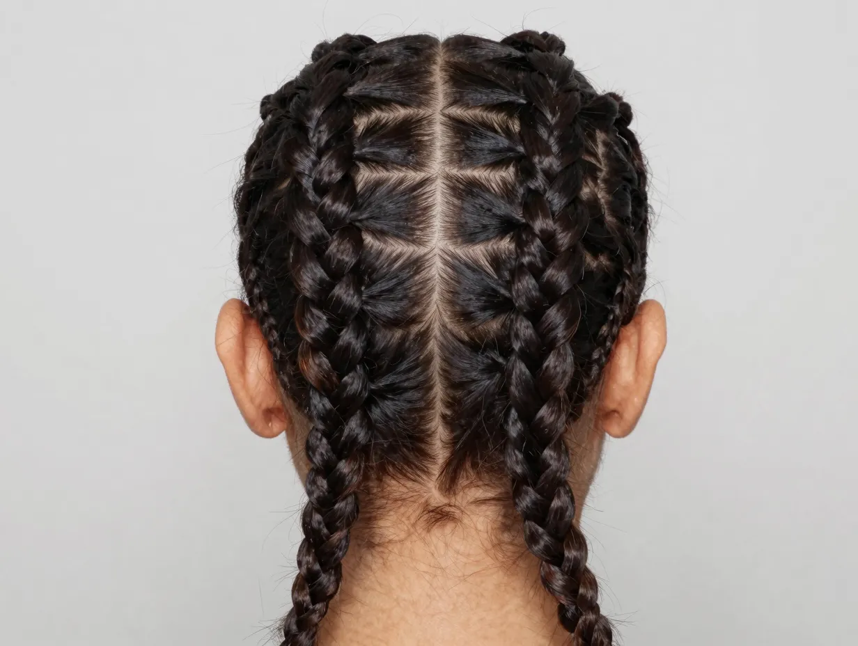 Classic simple straight back cornrows on natural hair for low maintenance