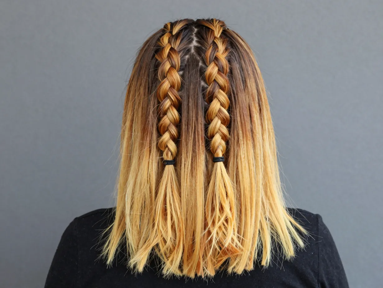 Straight back cornrows with colorful honey blonde ombre extension hair