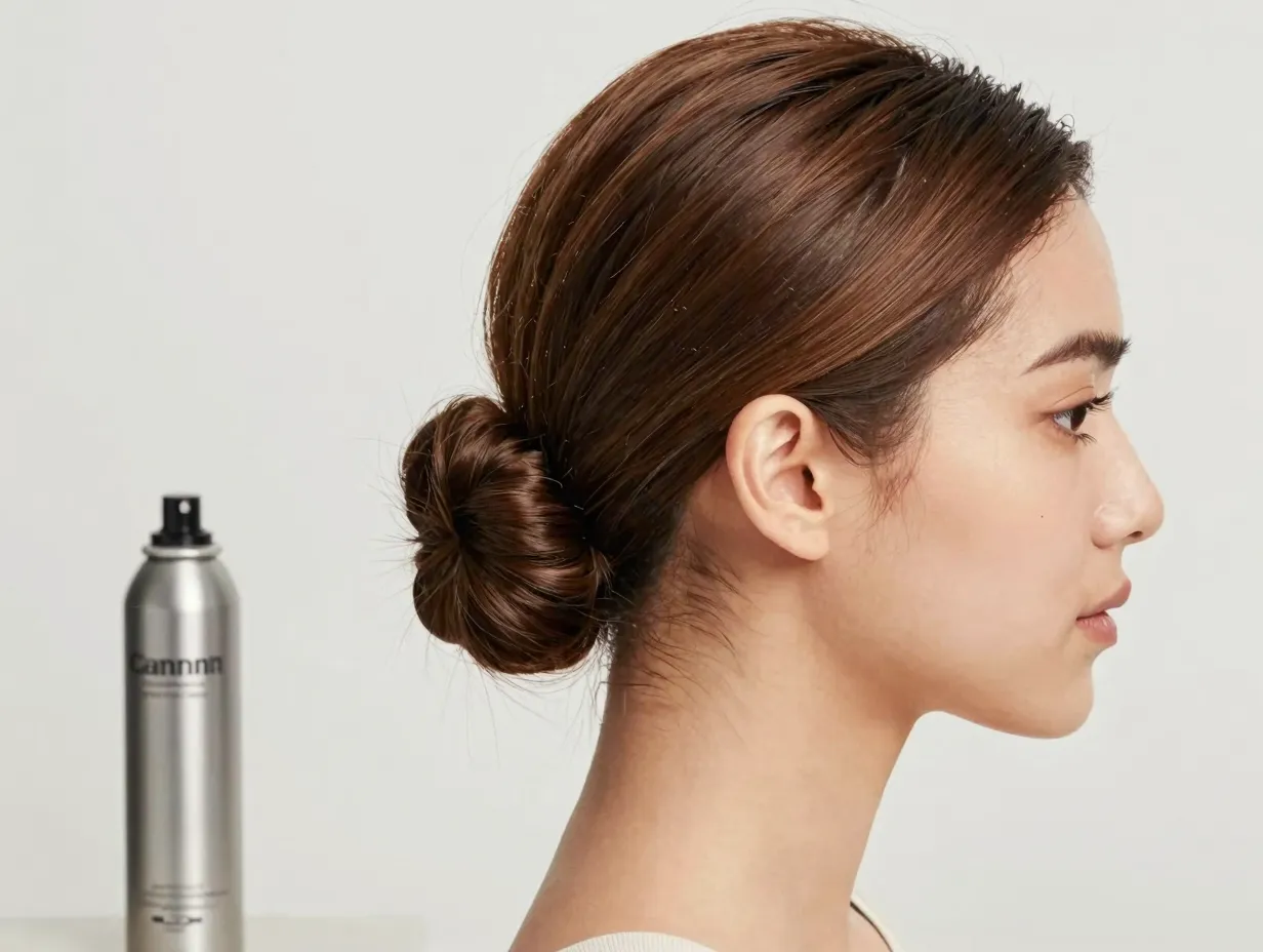 Easy deep side part updo with texturizing spray