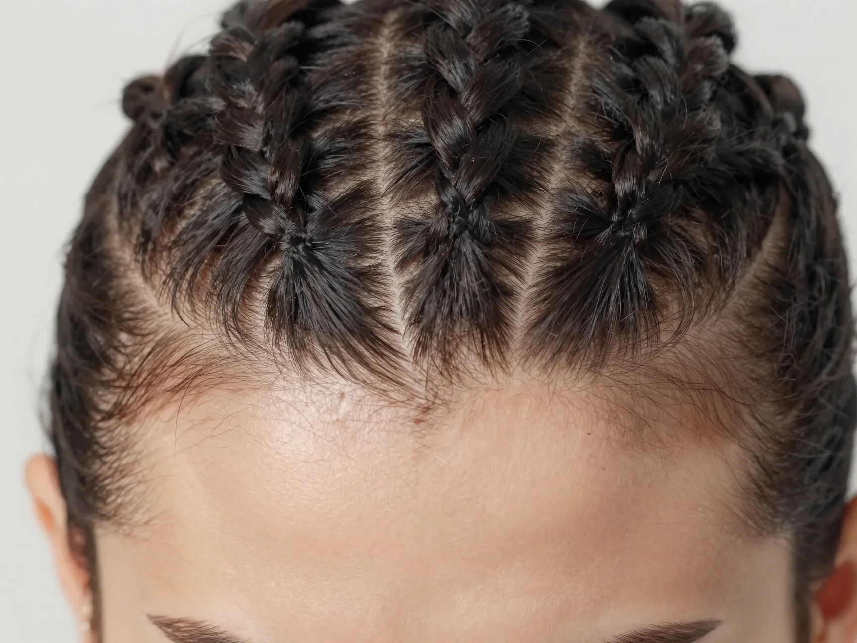 Feed in straight back cornrows with seamless natural looking hairline