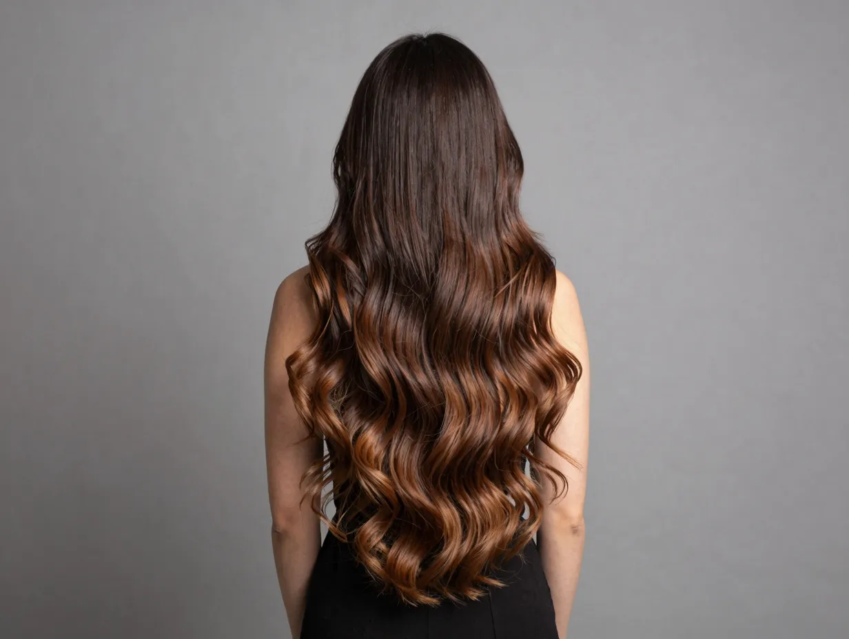 Shadow melt brunette deep espresso root seamless gradient caramel ends
