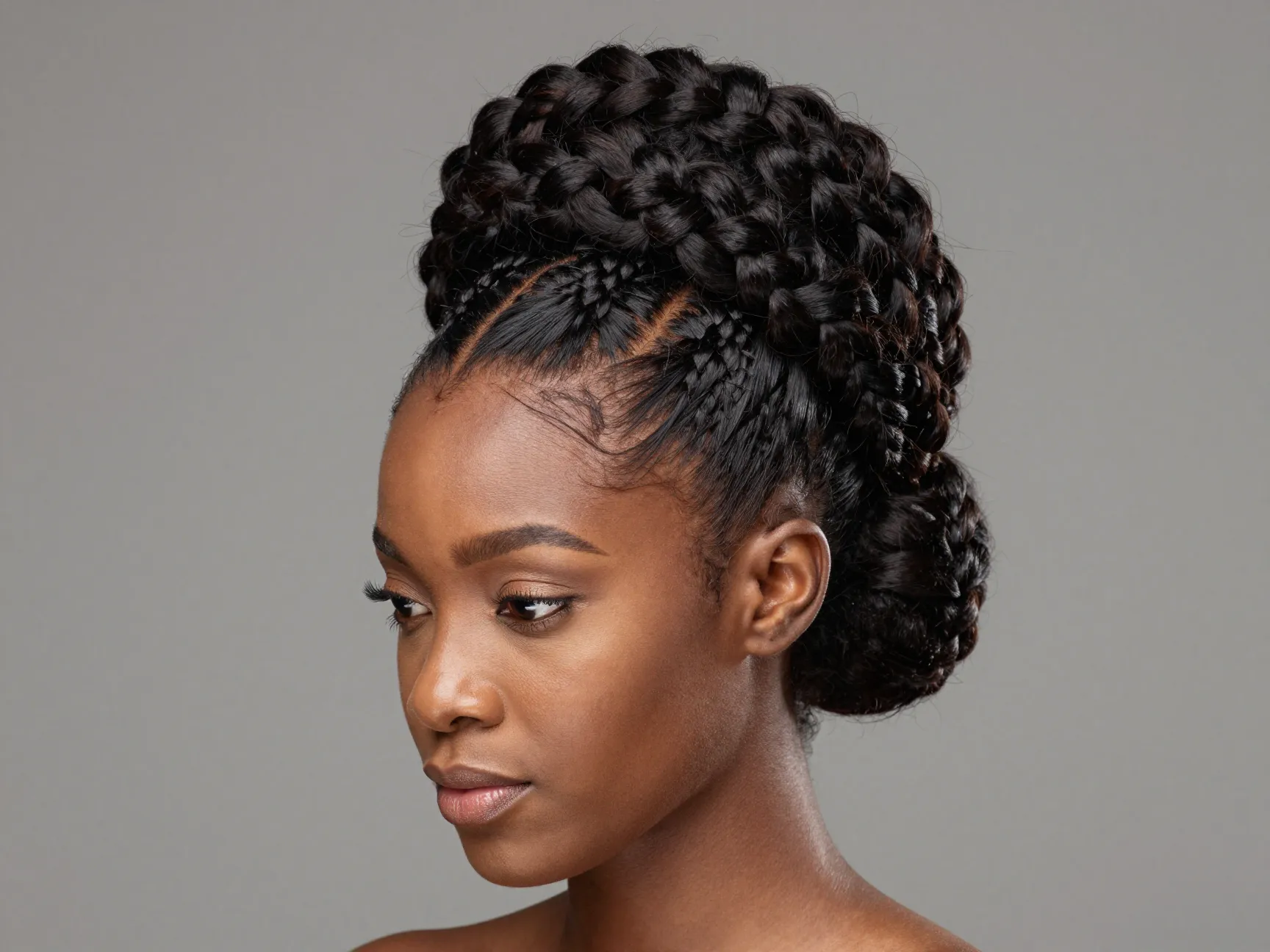 Slick back with braided crown detail regal updo hairstyle