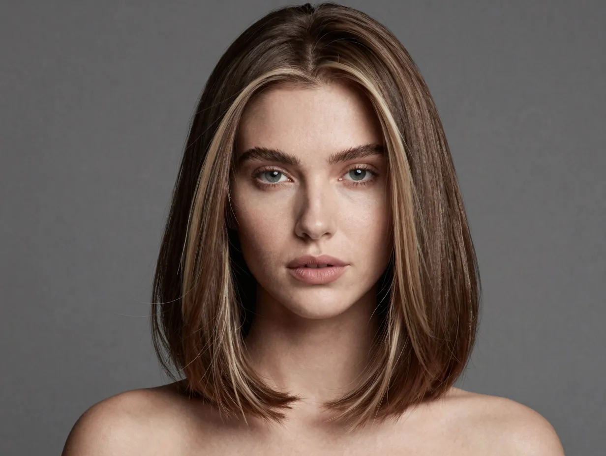 Cashmere brunette rich brown base with soft beige taupe highlights