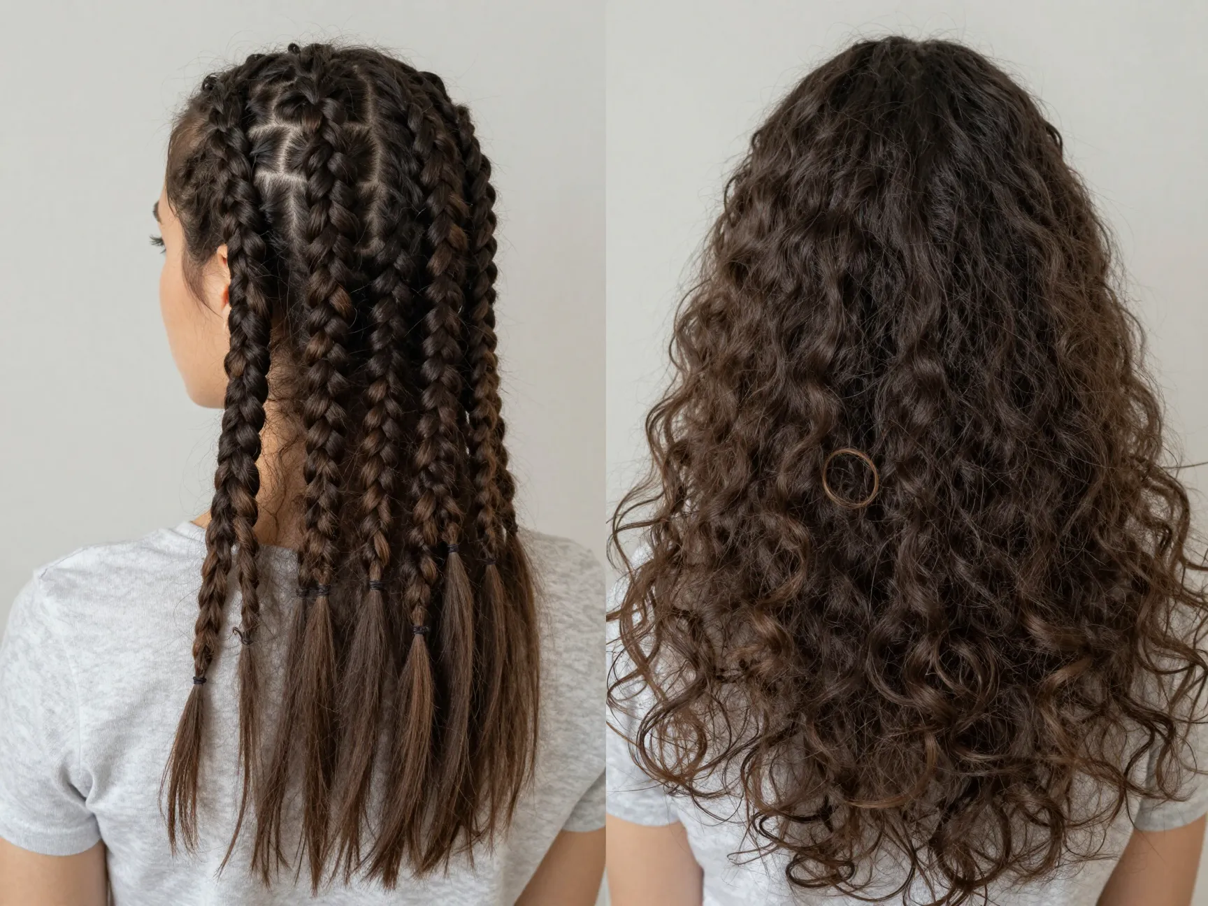 Half up half down style with straight back cornrows and loose natural hair
