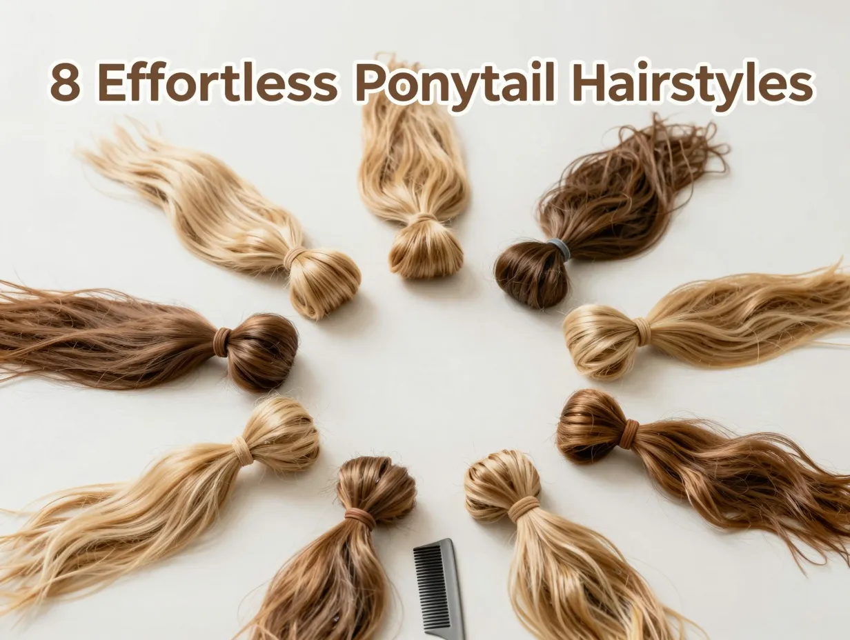 Eight chic ponytail samples comb hair tie lay flat
