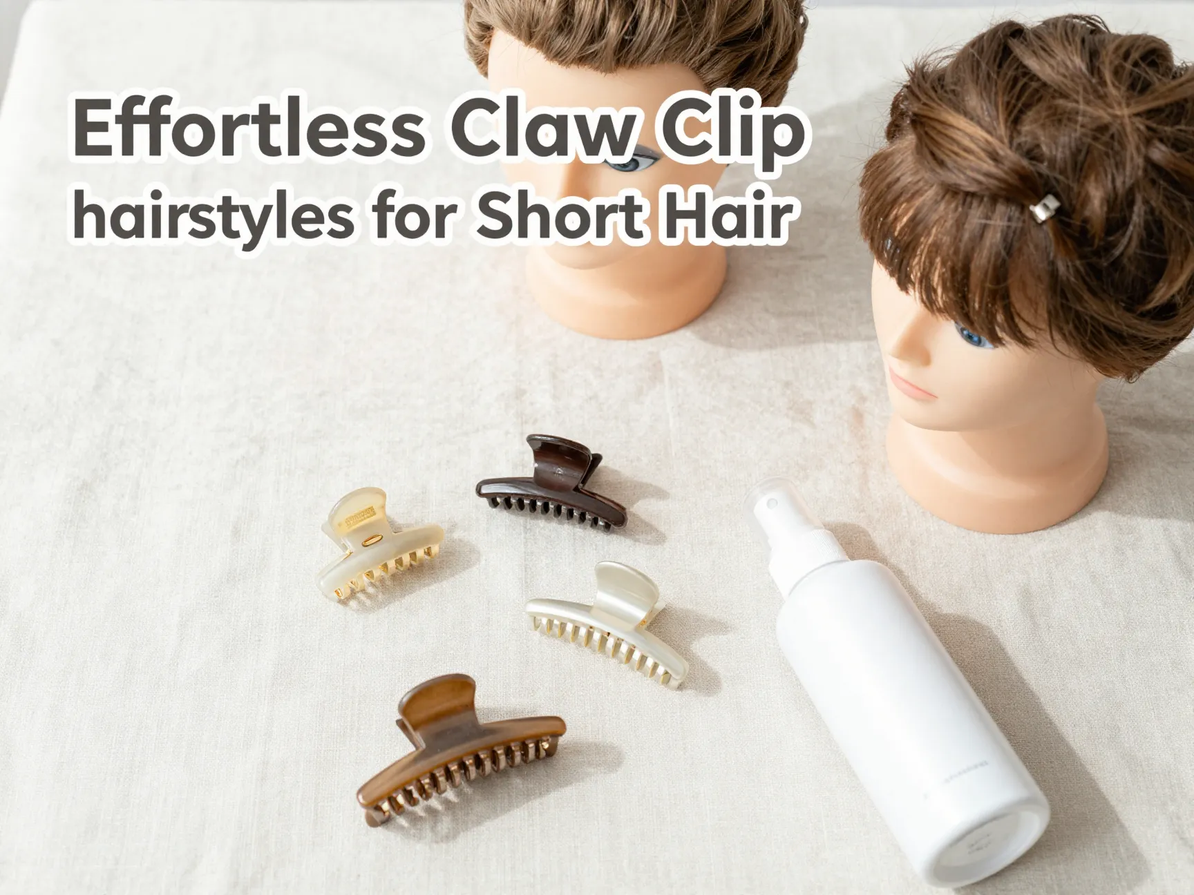 Tiny small medium claws textured hair spray background mannequins