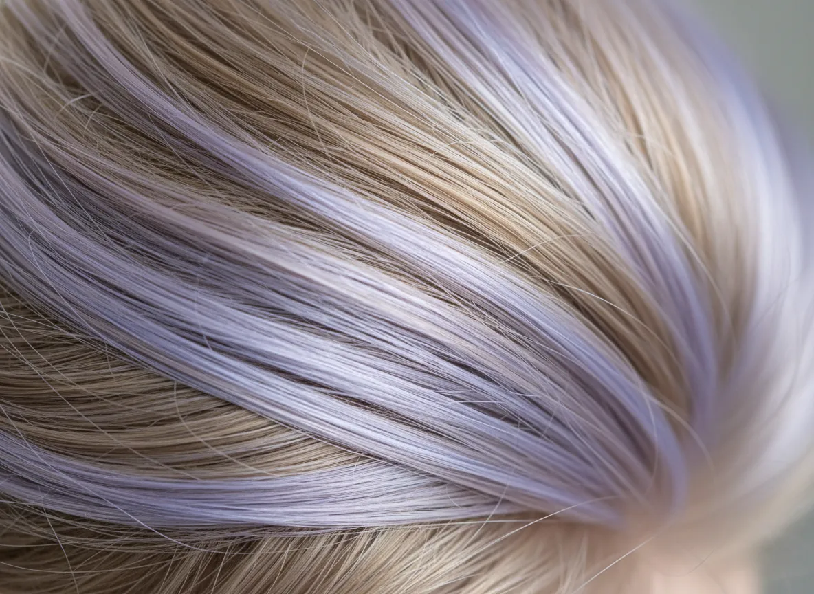 Soft lavender pastel highlights on light brown hair elegant combination