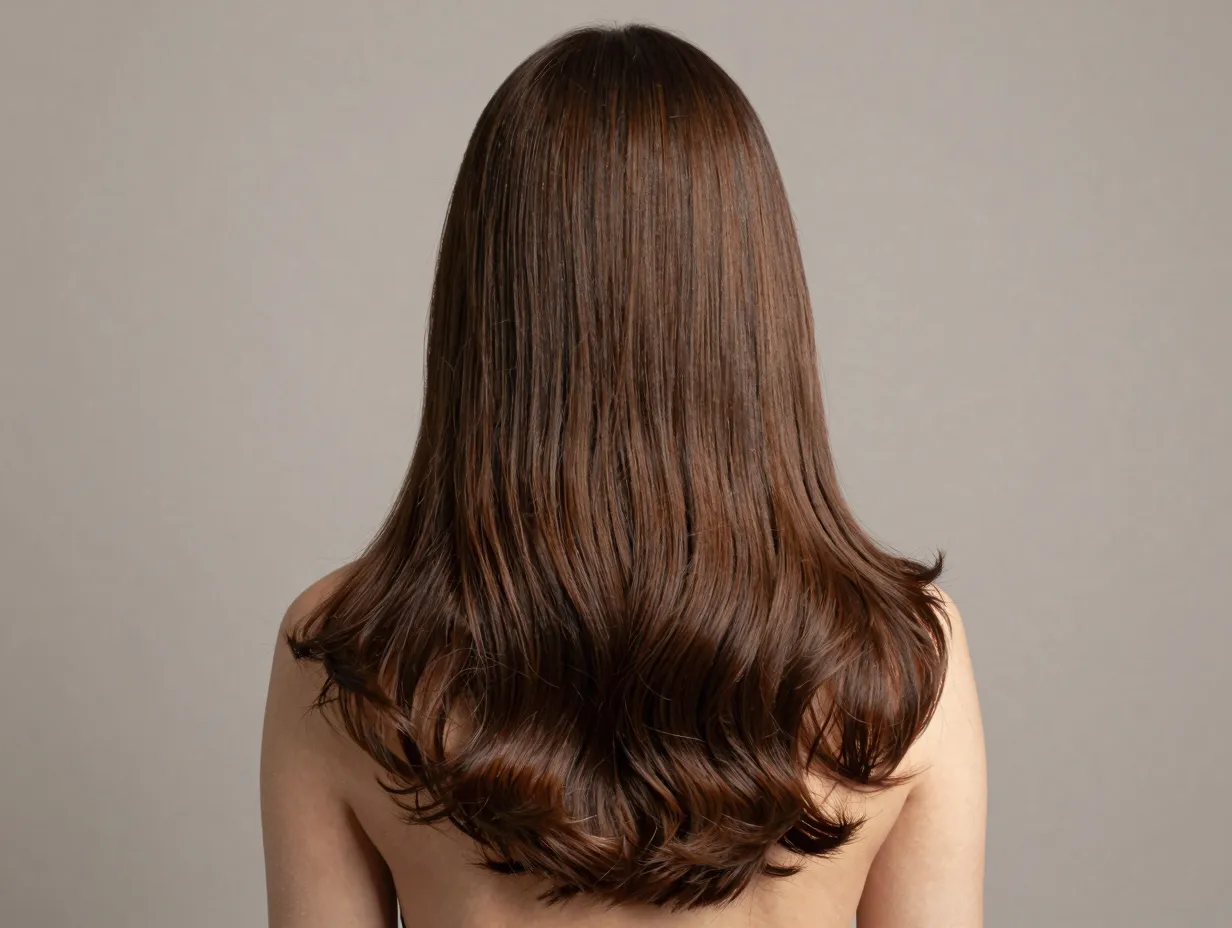 Soft body wave perm on thin hair adding volume indoors