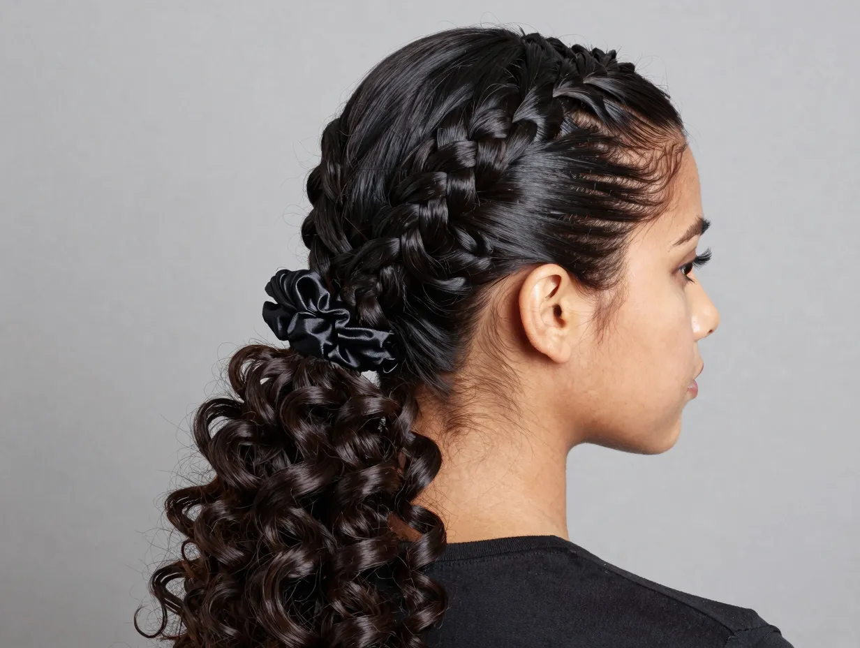 Feed in braid slick back deep wave curls ultra sleek professional