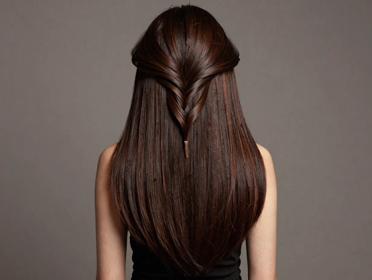 V shaped butterfly haircut on thick ultra long hair dramatic