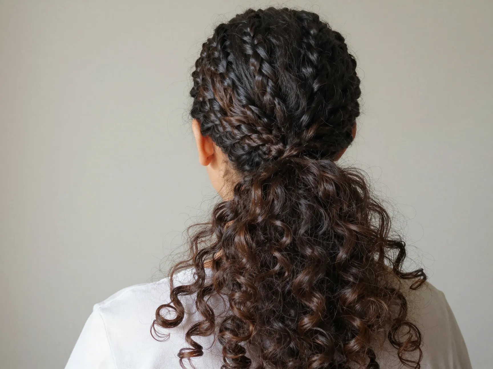 Low slick back ponytail kinky curly weave natural texture nape