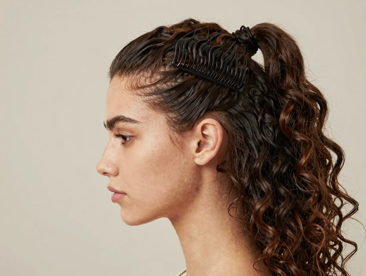 Side part slick back loose curly weave romantic deep part elegance