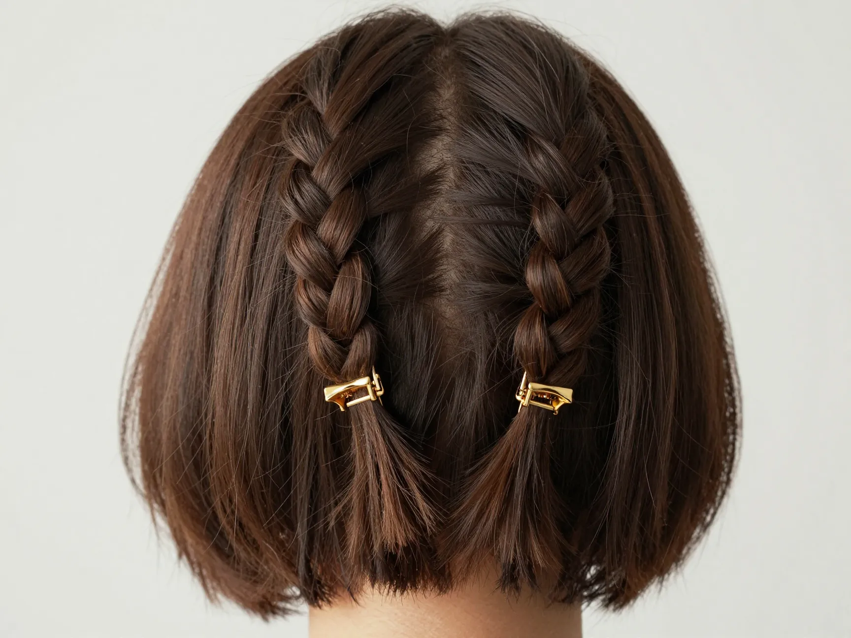Two front twists brought together and clipped at the back crown