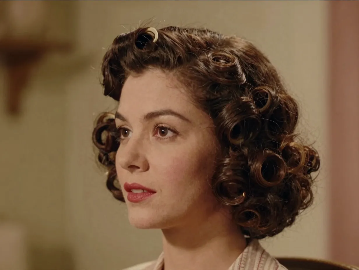 Vintage pin curl perm on short bob haircut in retro setting