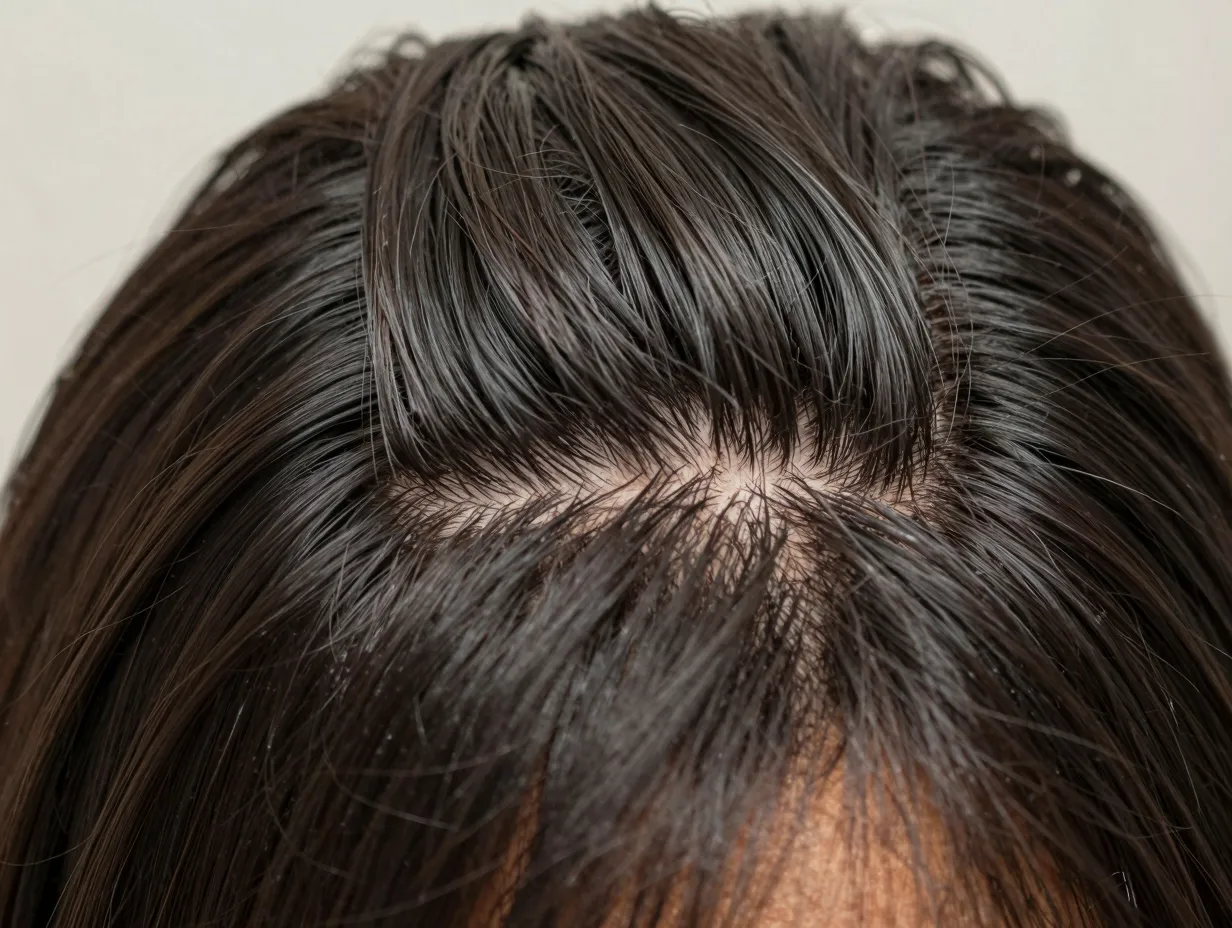 Root perm adding volume and lift at the scalp close up