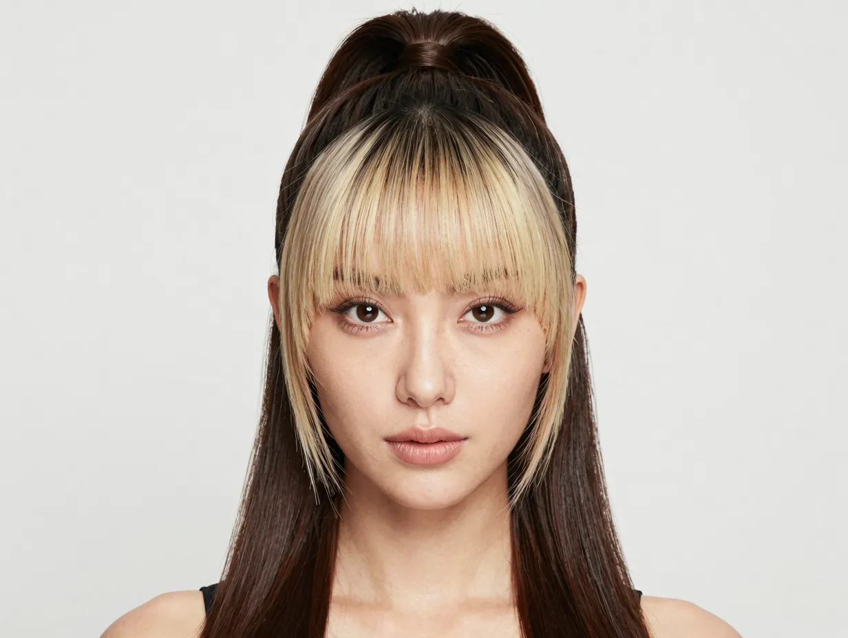 Face framing balayage dark body hair minimal color impact