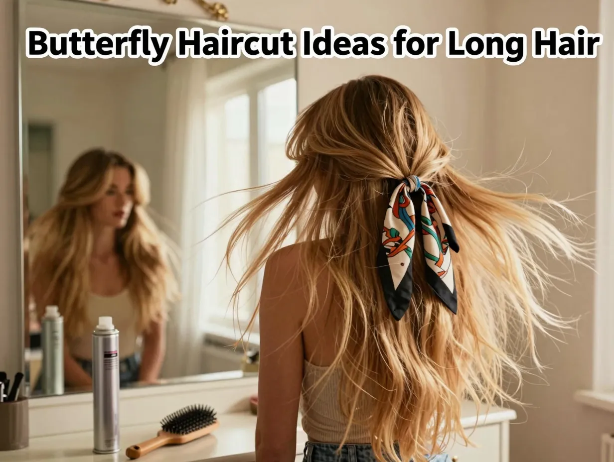 Blonde butterfly haircut long layers vanity round brush nineties glam