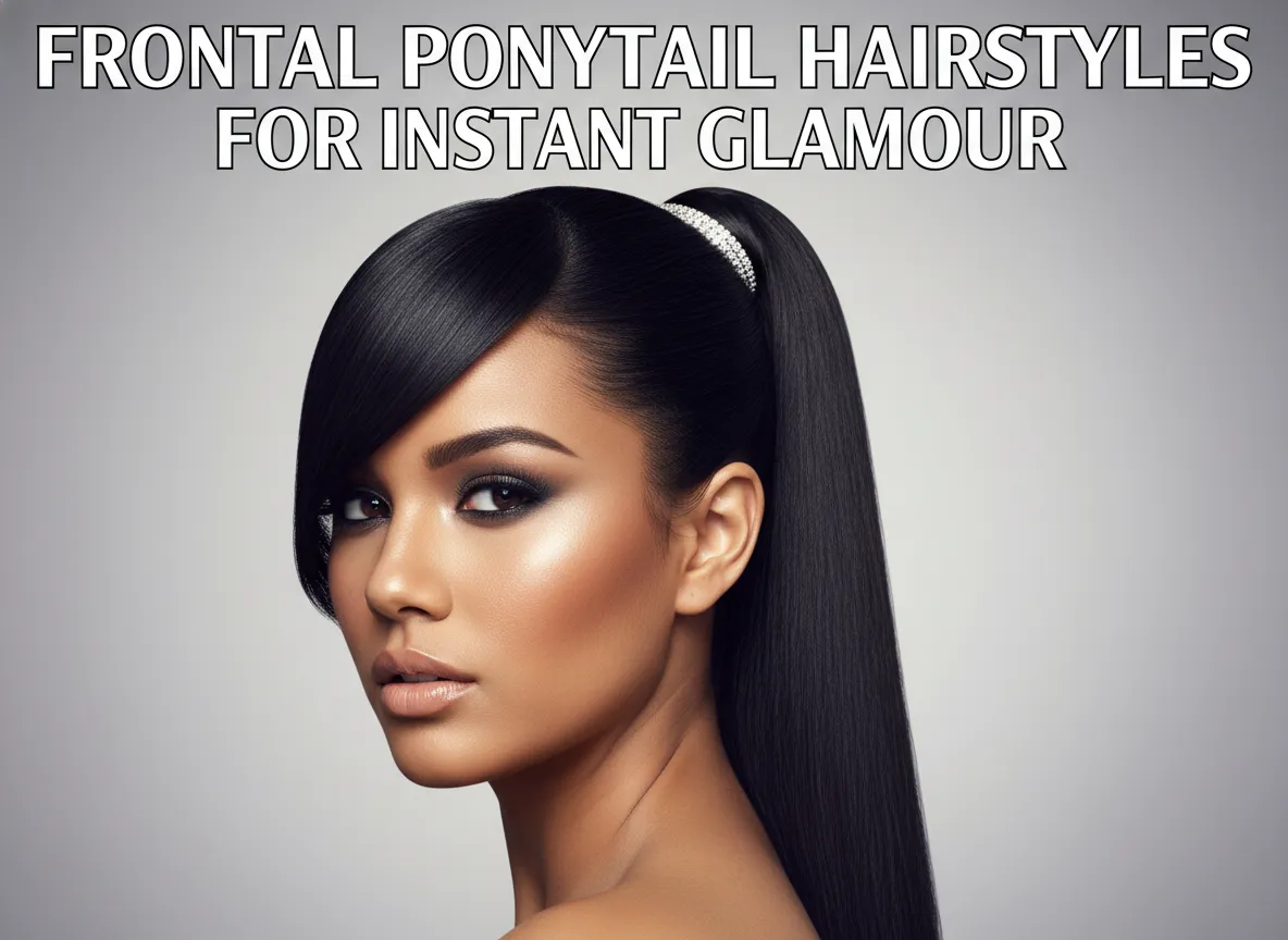 Sleek high frontal ponytail with diamond cuff glossy hair