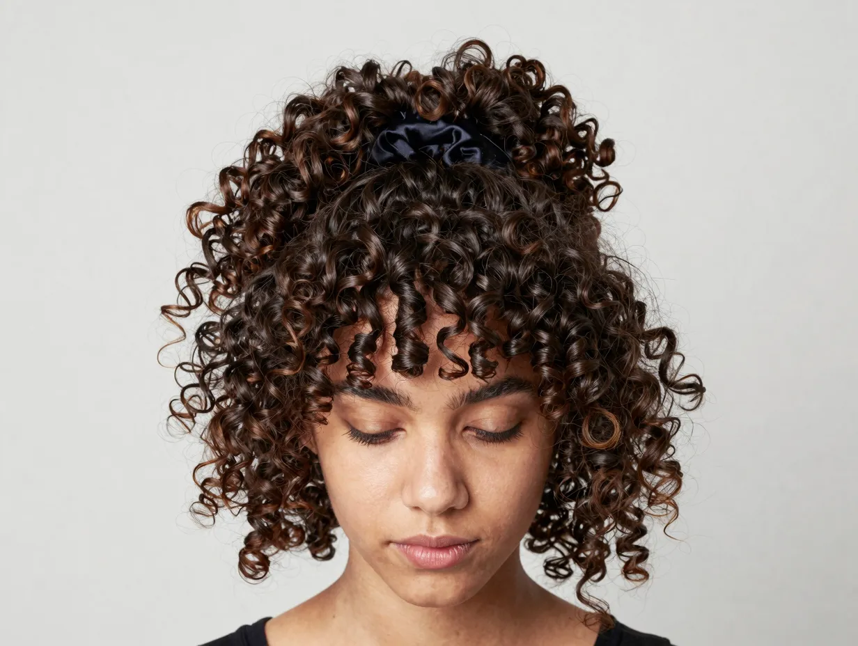 Defined high puff hairstyle from overnight twist out preparation