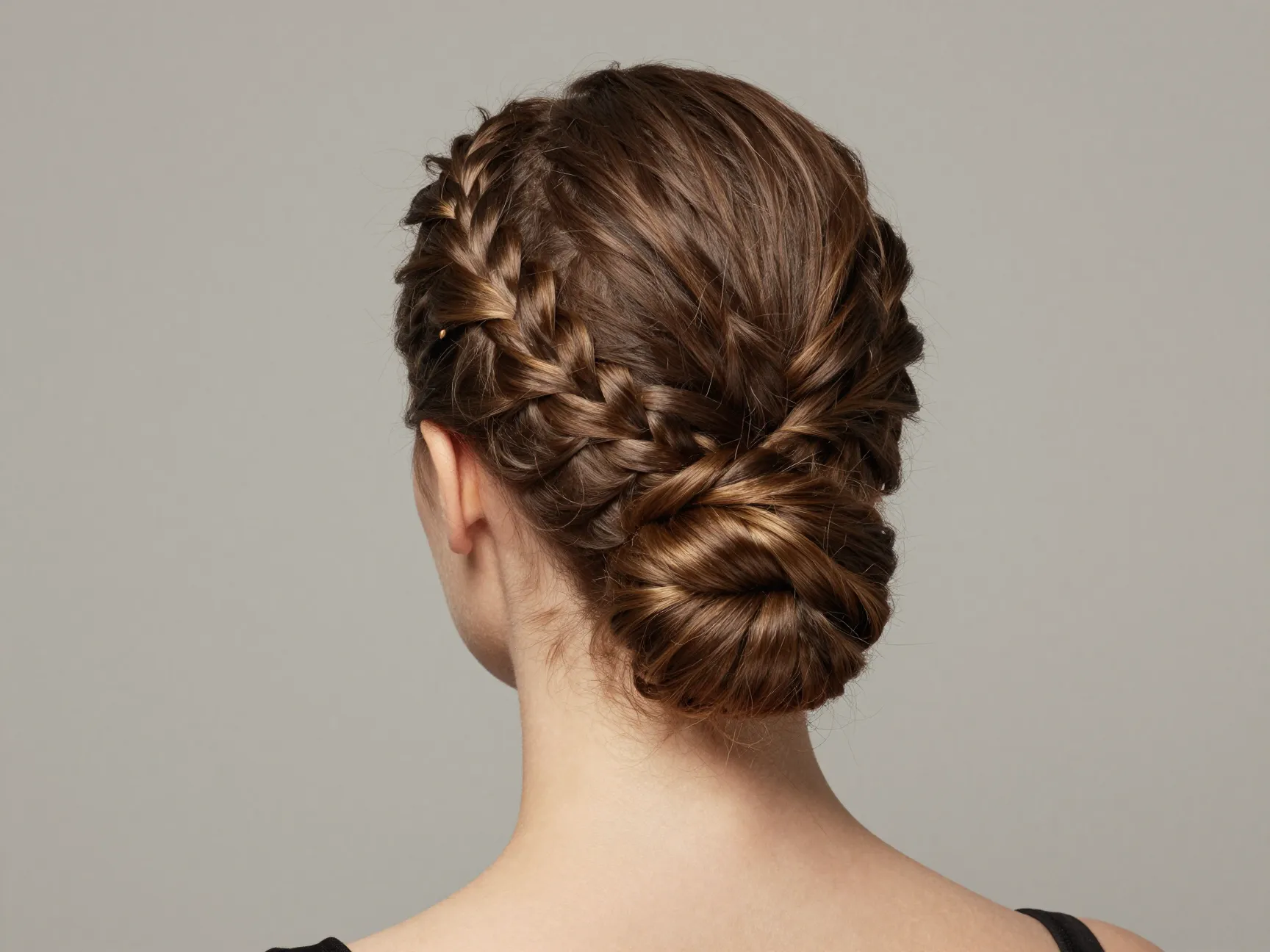 French braid into polished low bun