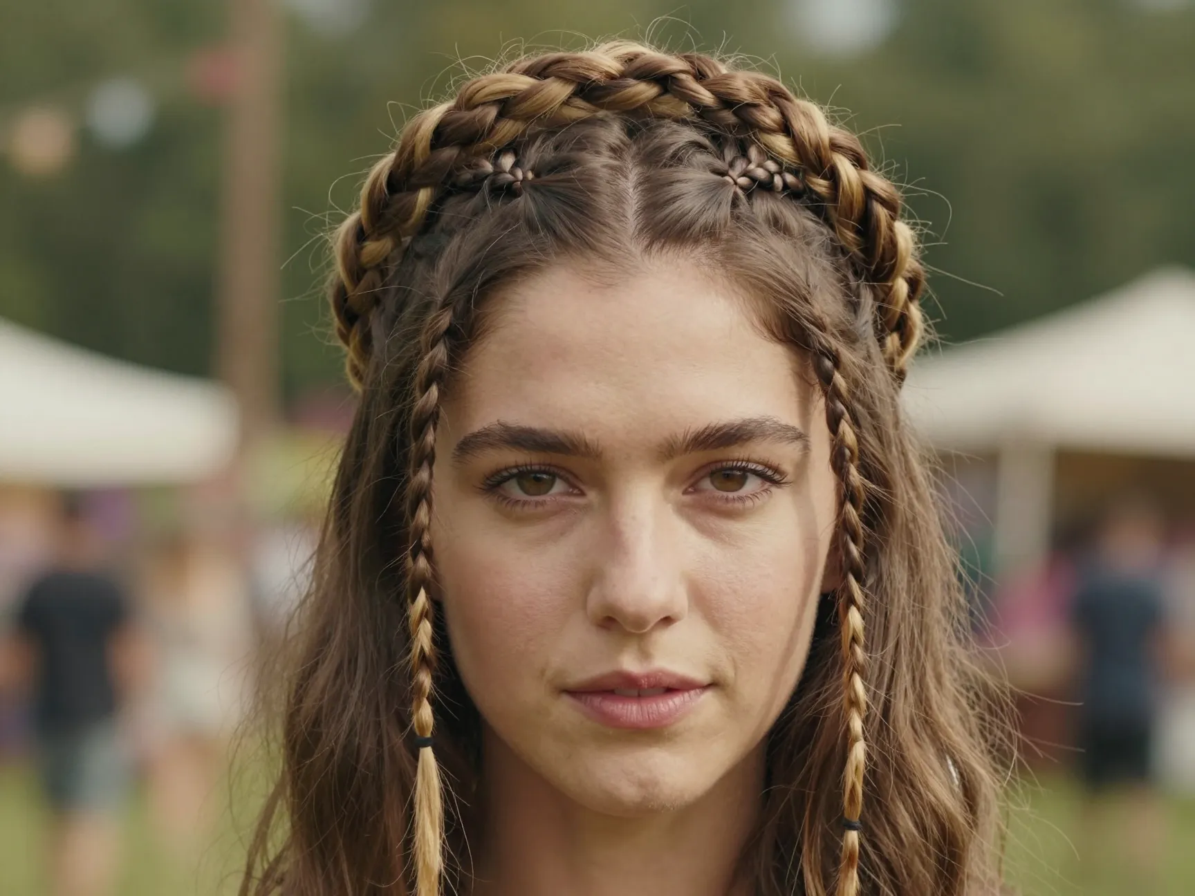 Braided crown halo framing the face